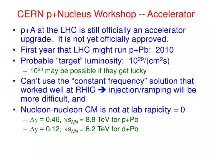 cern p nucleus workshop accelerator