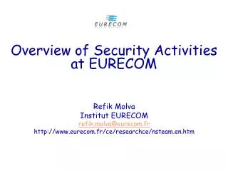 Overview of Security Activities at EURECOM