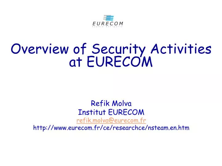 overview of security activities at eurecom