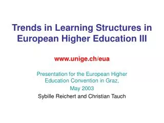 Trends in Learning Structures in European Higher Education III unige.ch/eua