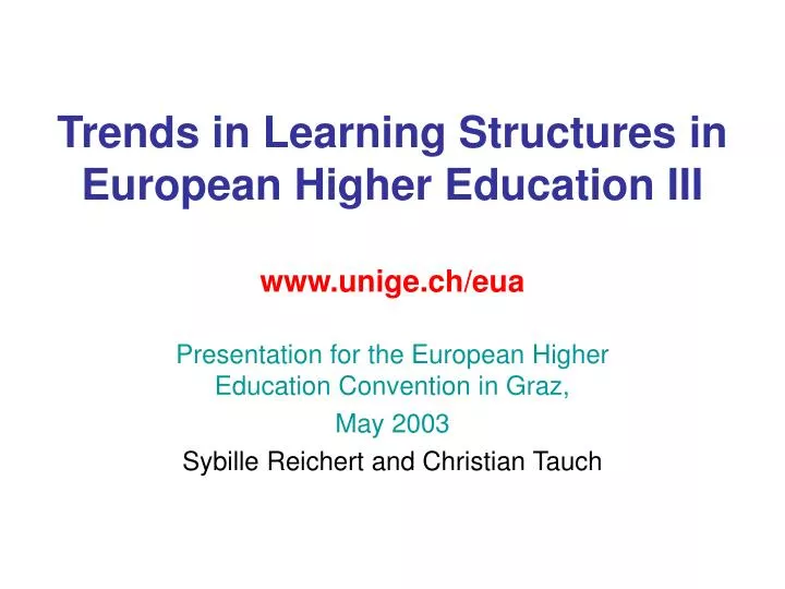 trends in learning structures in european higher education iii www unige ch eua