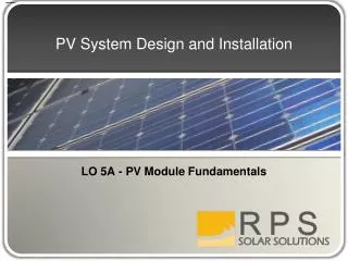PV System Design and Installation