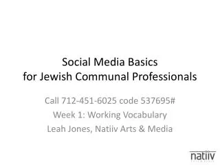 Social Media Basics for Jewish Communal Professionals