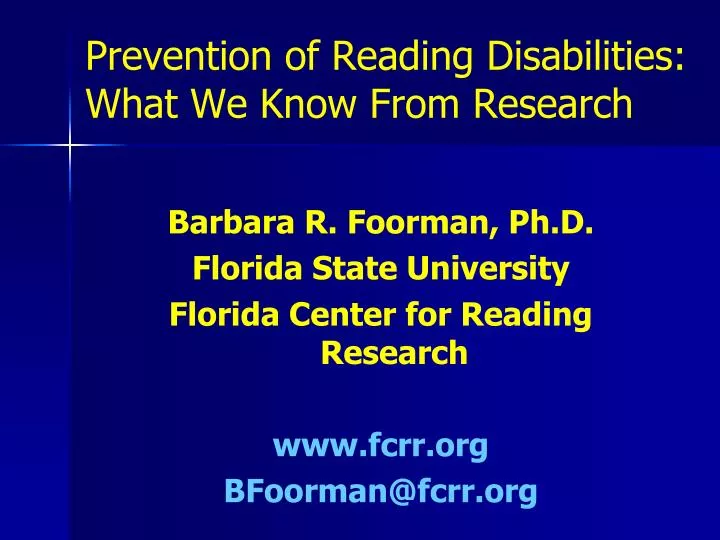 prevention of reading disabilities what we know from research