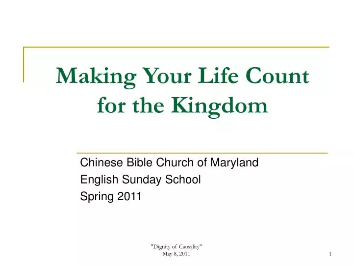 making your life count for the kingdom