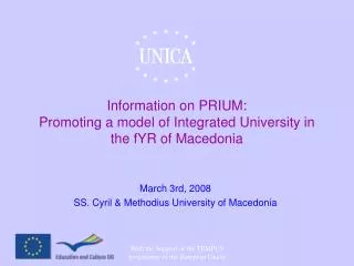 information on prium promoting a model of integrated university in the fyr of macedonia