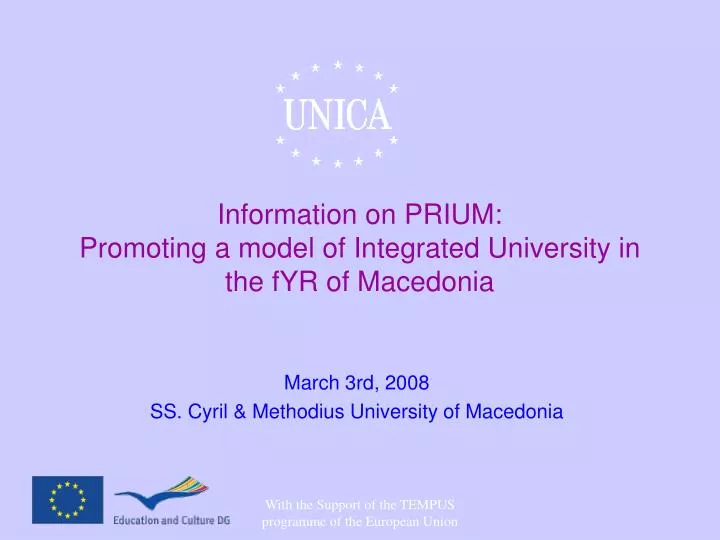 information on prium promoting a model of integrated university in the fyr of macedonia