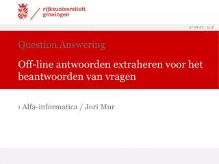 off line antwoorden extraheren voor het beantwoorden van vragen