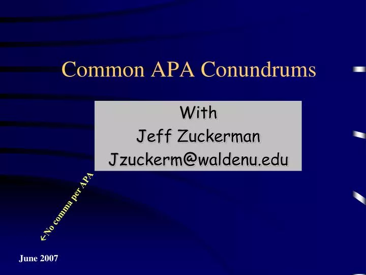 common apa conundrums