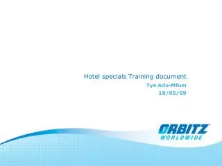 Hotel specials Training document