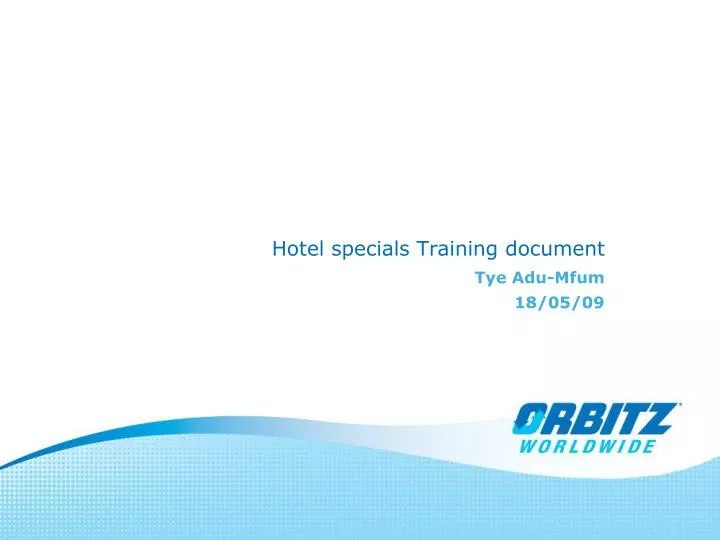 hotel specials training document