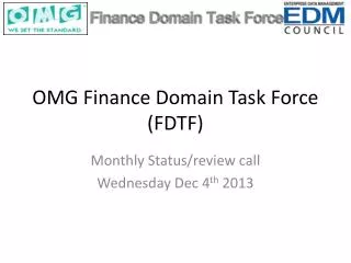 OMG Finance Domain Task Force (FDTF)