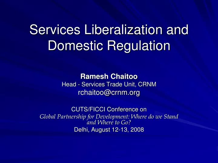 services liberalization and domestic regulation