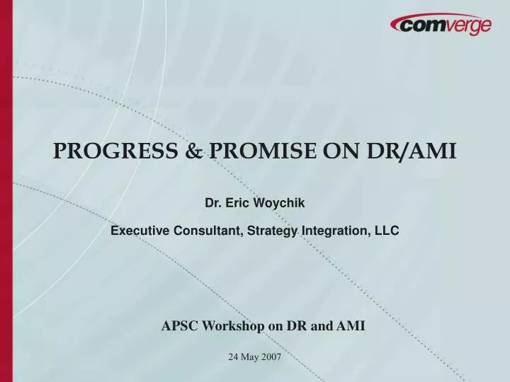 progress promise on dr ami dr eric woychik executive consultant strategy integration llc
