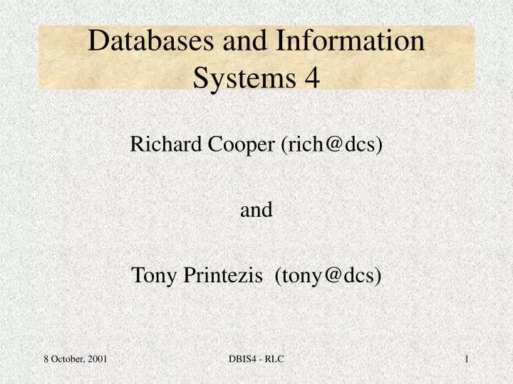 databases and information systems 4