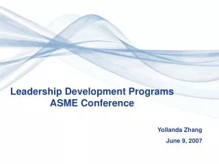 Leadership Development Programs ASME Conference