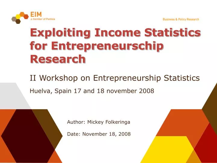 exploiting income statistics for entrepreneurschip research