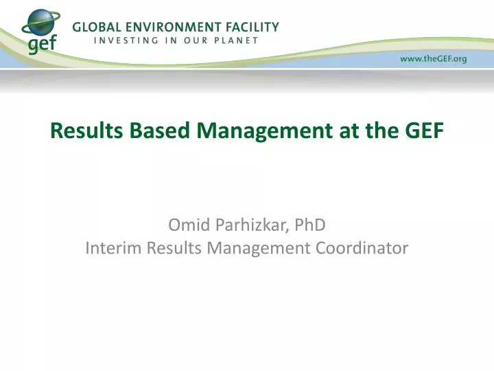 results based management at the gef