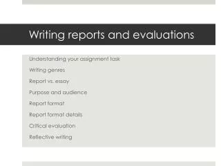 Writing reports and evaluations