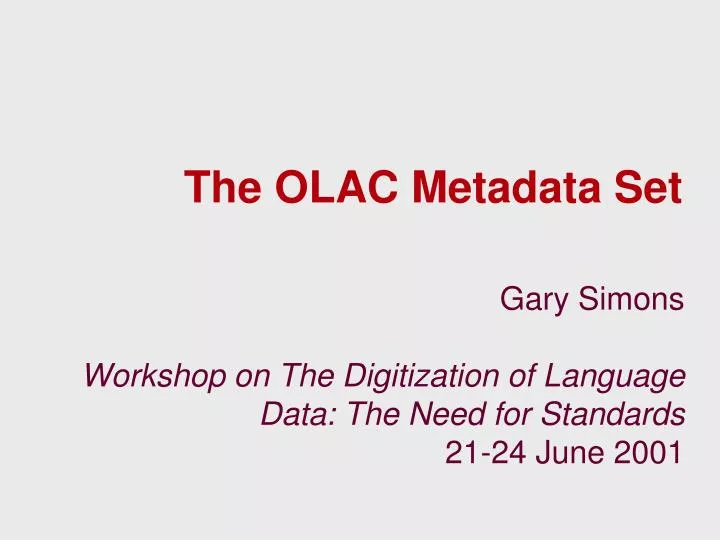 the olac metadata set