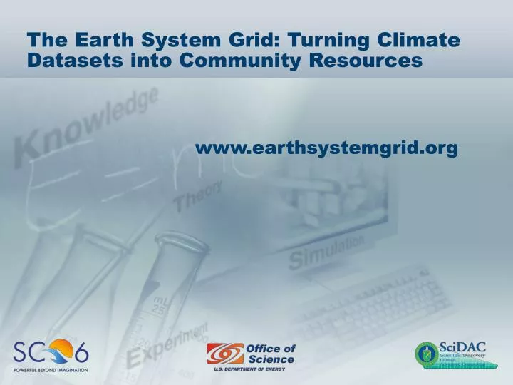 the earth system grid turning climate datasets into community resources