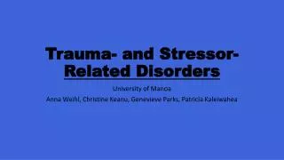 Trauma- and Stressor- Related Disorders