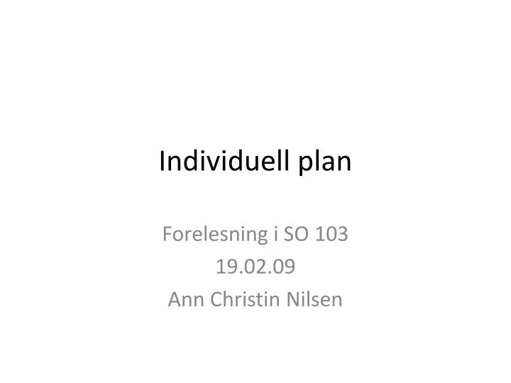 individuell plan