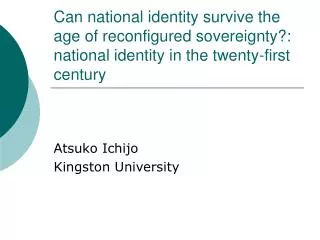 Atsuko Ichijo Kingston University