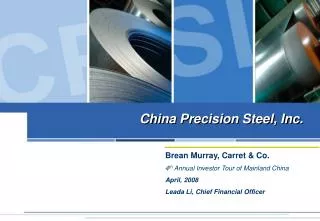 China Precision Steel, Inc.