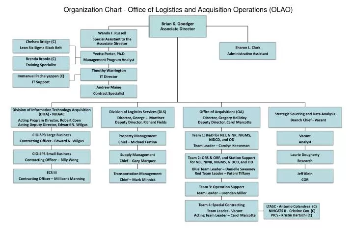organization chart office of logistics and acquisition operations olao