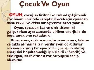 ocuk ve oyun