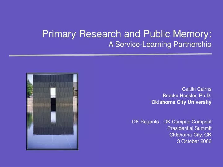 primary research and public memory a service learning partnership