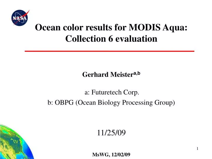 ocean color results for modis aqua collection 6 evaluation