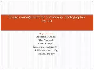 Image management for commercial photographer CIS 764