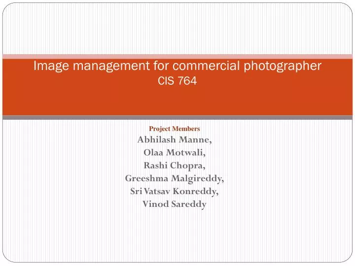 image management for commercial photographer cis 764
