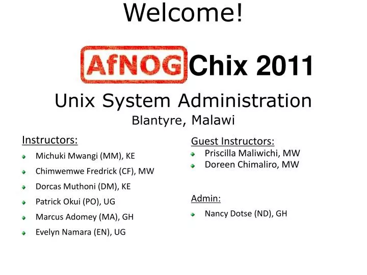 welcome unix system administration blantyre malawi