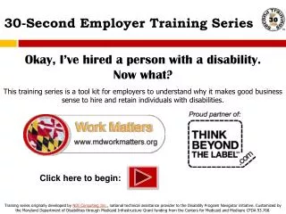 30-Second Employer Training Series