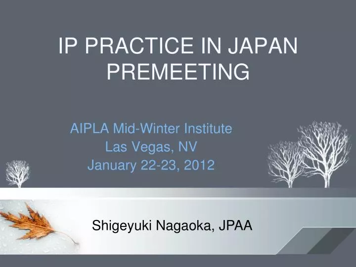 ip practice in japan premeeting