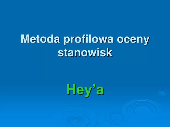 metoda profilowa oceny stanowisk