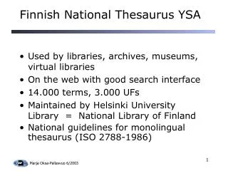 Finnish National Thesaurus YSA