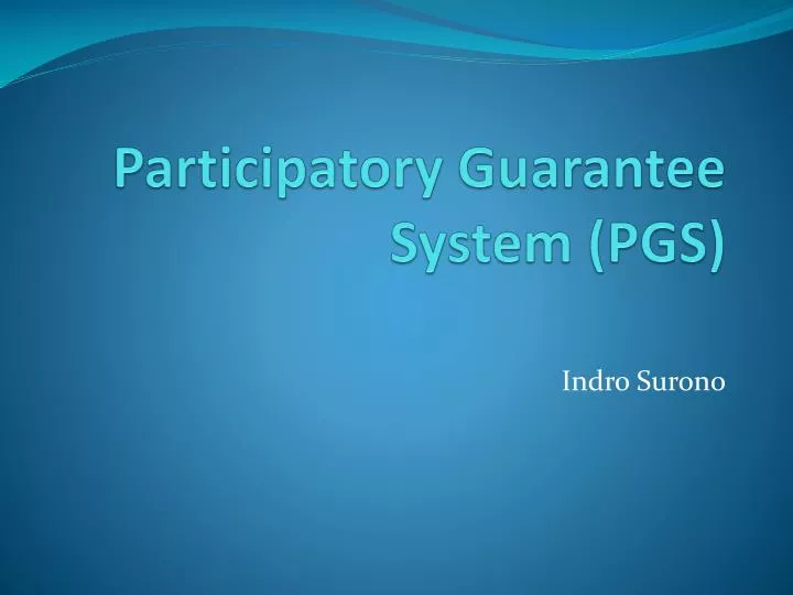participatory guarantee system pgs