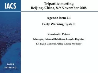 Tripartite meeting Beijing, China, 8-9 November 2008