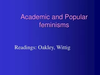 Academic and Popular feminisms