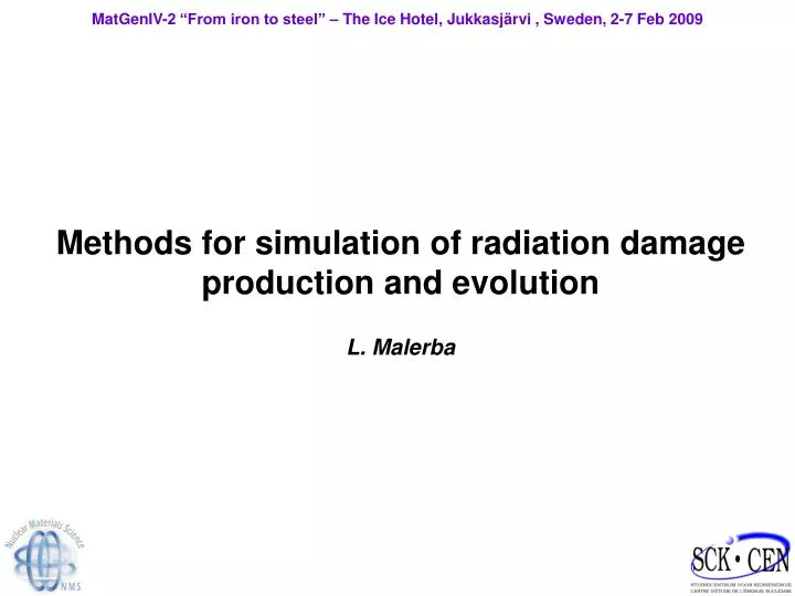 methods for simulation of radiation damage production and evolution