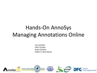 Hands-On AnnoSys Managing Annotations Online