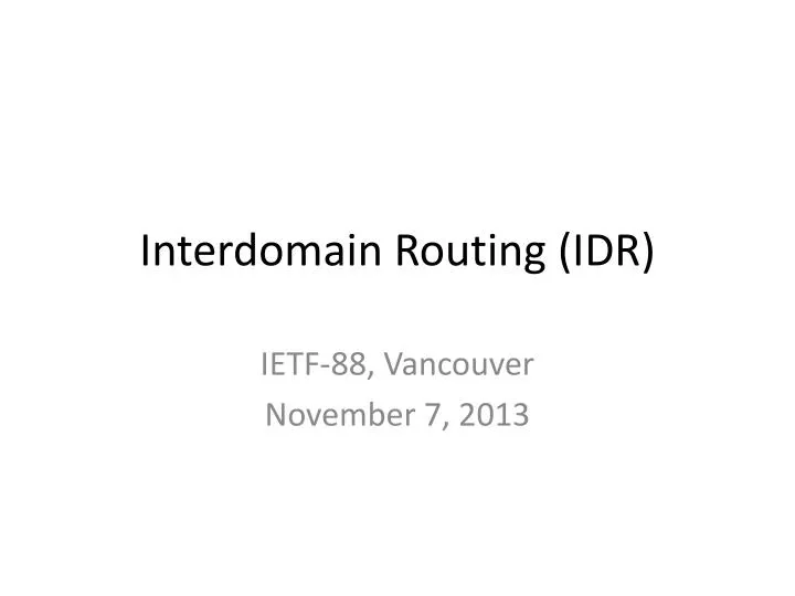 interdomain routing idr