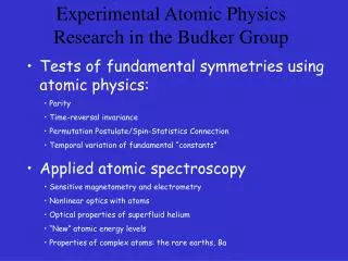 Experimental Atomic Physics Research in the Budker Group