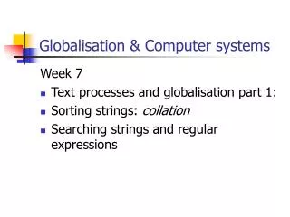 Globalisation &amp; Computer systems