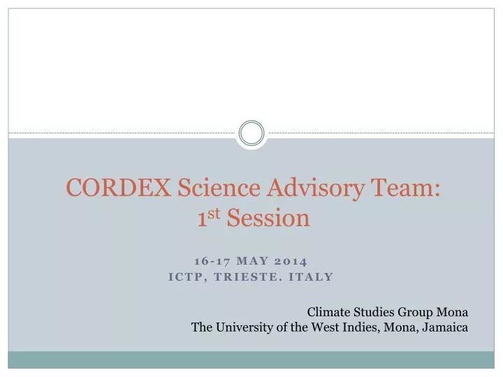 cordex science advisory team 1 st session