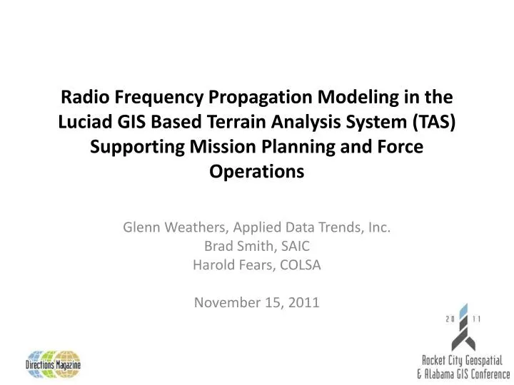 glenn weathers applied data trends inc brad smith saic harold fears colsa november 15 2011